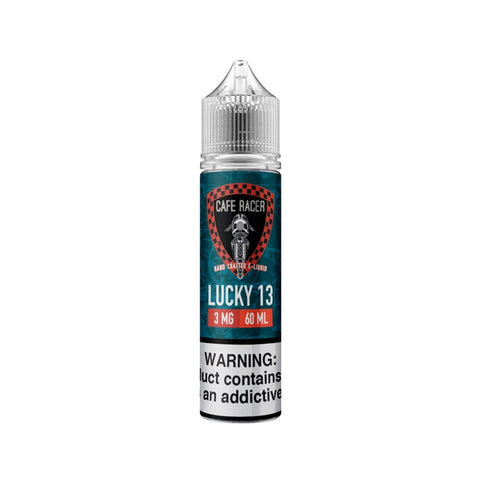 CAFE RACER VAPE, CAFE RACER LUCKY 13, LUCKY 13 TOBACCO, IMPORTED VAPE JUICE, US VAPE JUICE